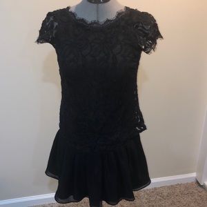 Size 0 black lace BCBG dress with low back
